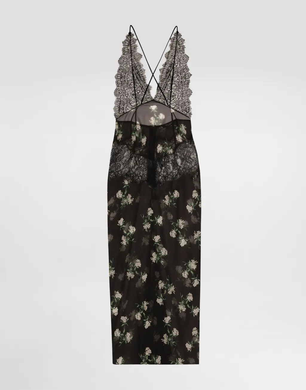 【蕾丝裙】紫罗兰印花蕾丝拼接吊带连衣裙