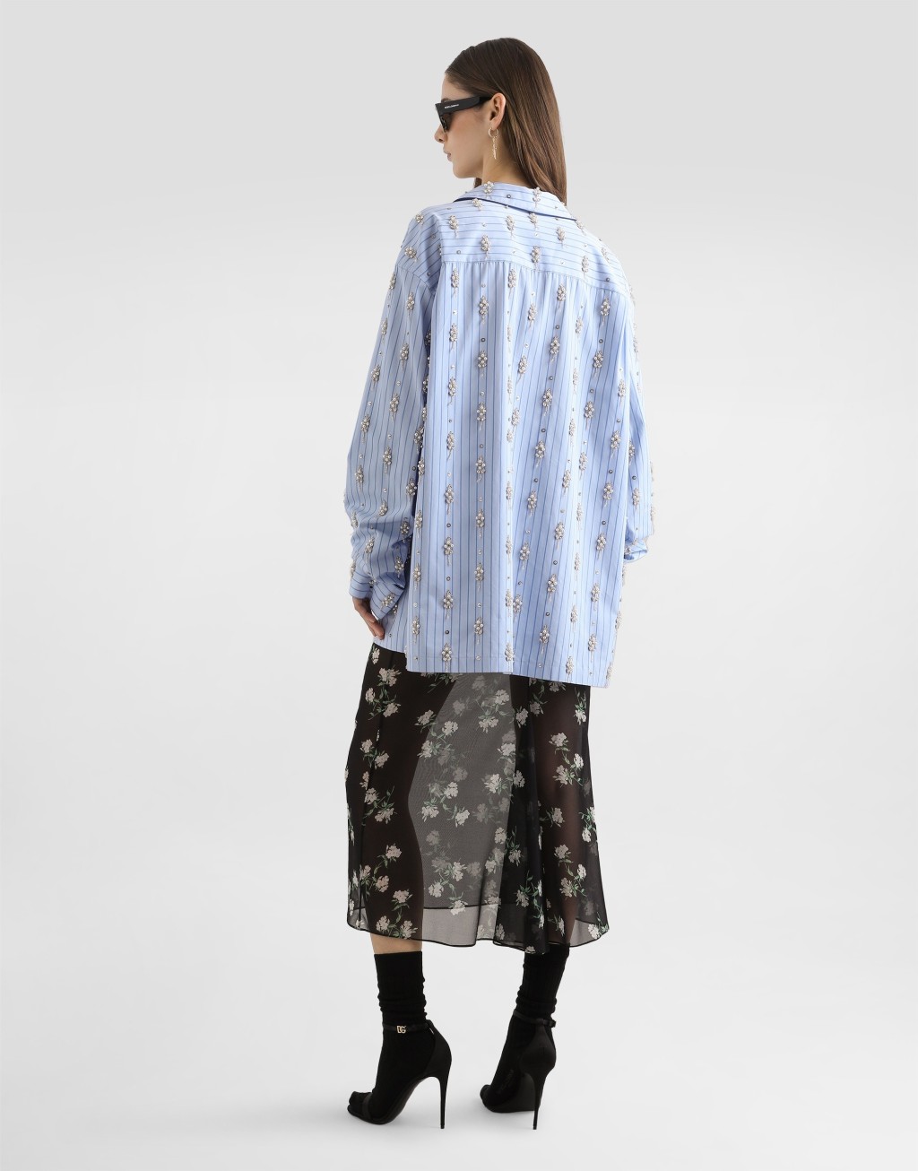 紫罗兰印花蕾丝拼接连衣裙3