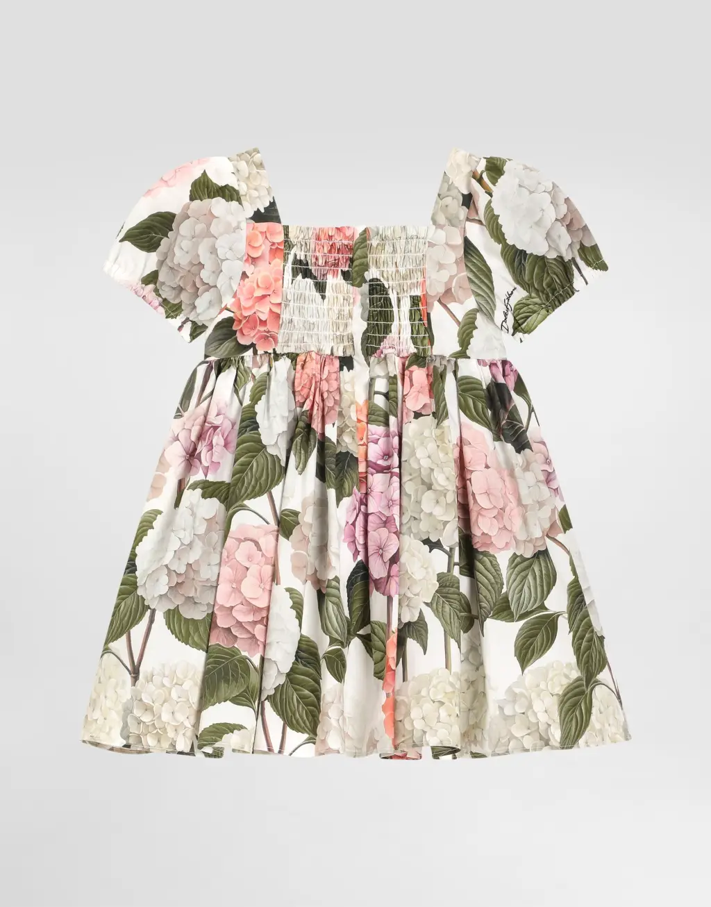 绣球花印花府绸连衣裙