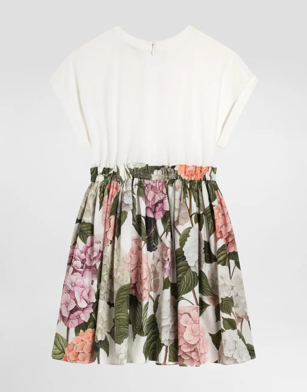 绣球花印花平纹针织连衣裙