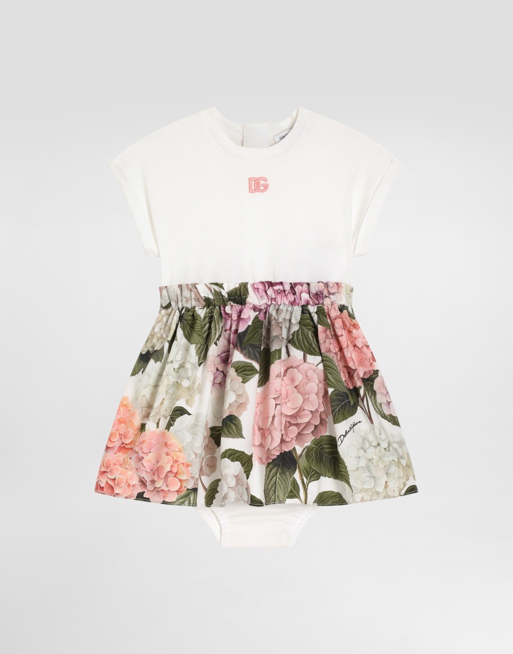 绣球花印花平纹针织与府绸连衣裙1