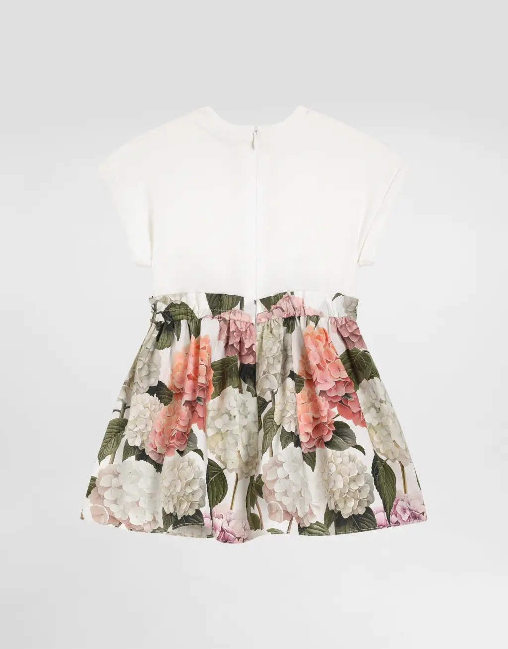 绣球花印花平纹针织与府绸连衣裙