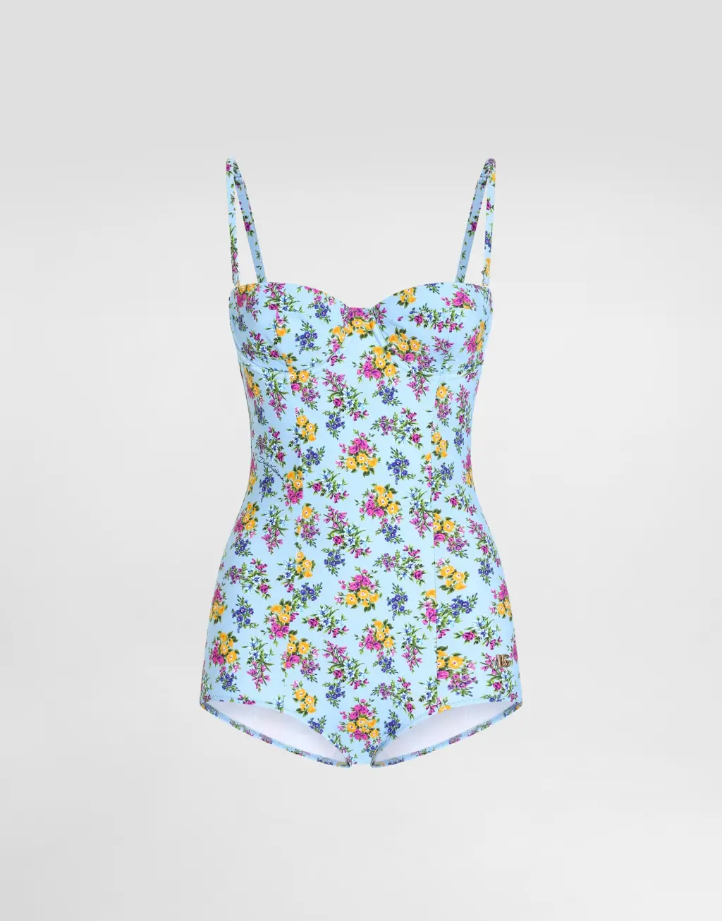 碎花印花半罩杯连体泳衣