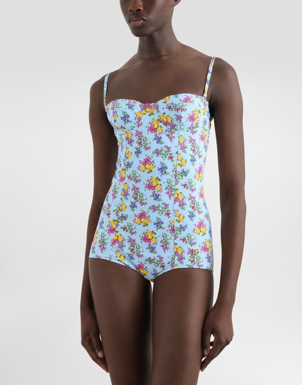 碎花印花半罩杯连体泳衣2