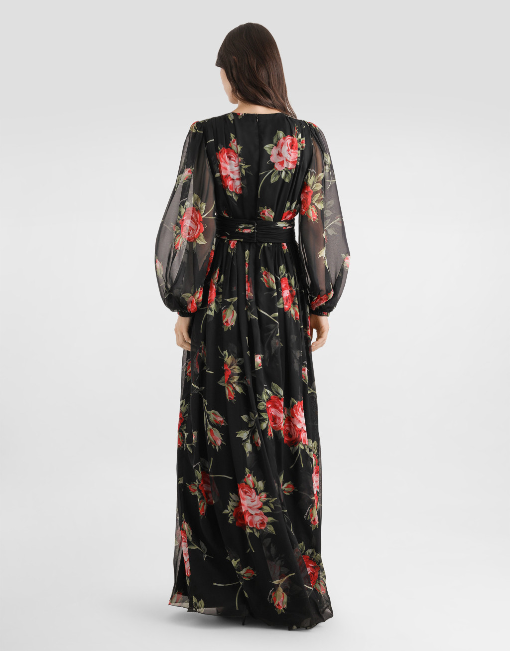 【雪纺裙】玫瑰印花雪纺长款连衣裙3