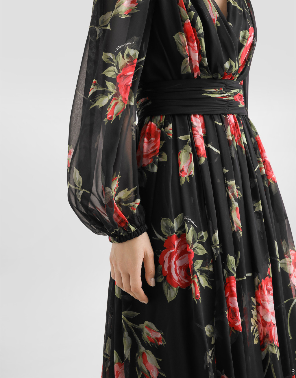 【雪纺裙】玫瑰印花雪纺长款连衣裙5