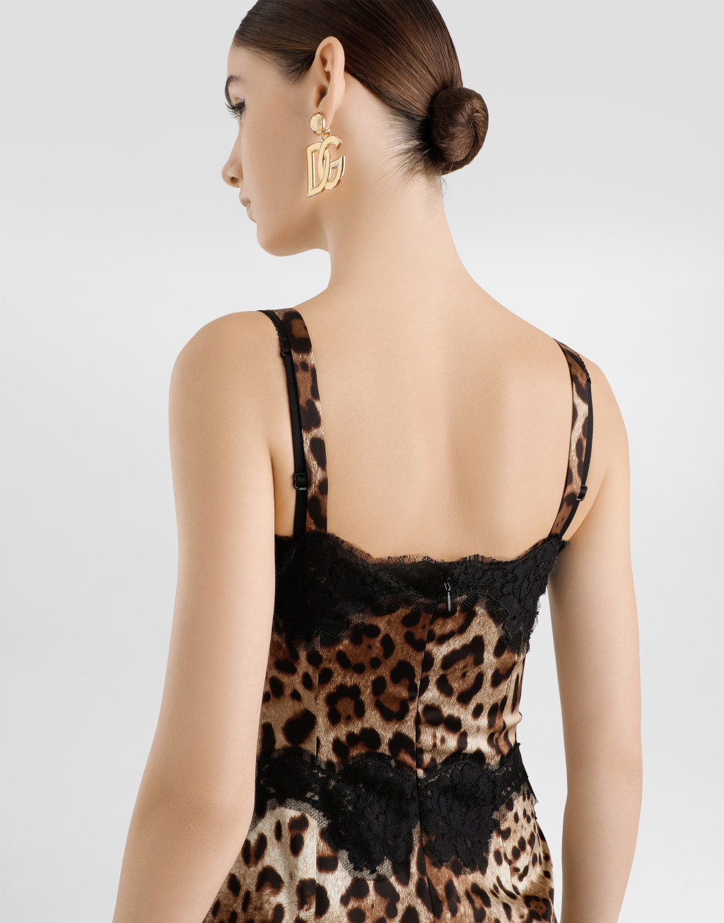 【蕾丝裙】蕾丝饰边豹纹印花缎布迷笛内衣连衣裙5