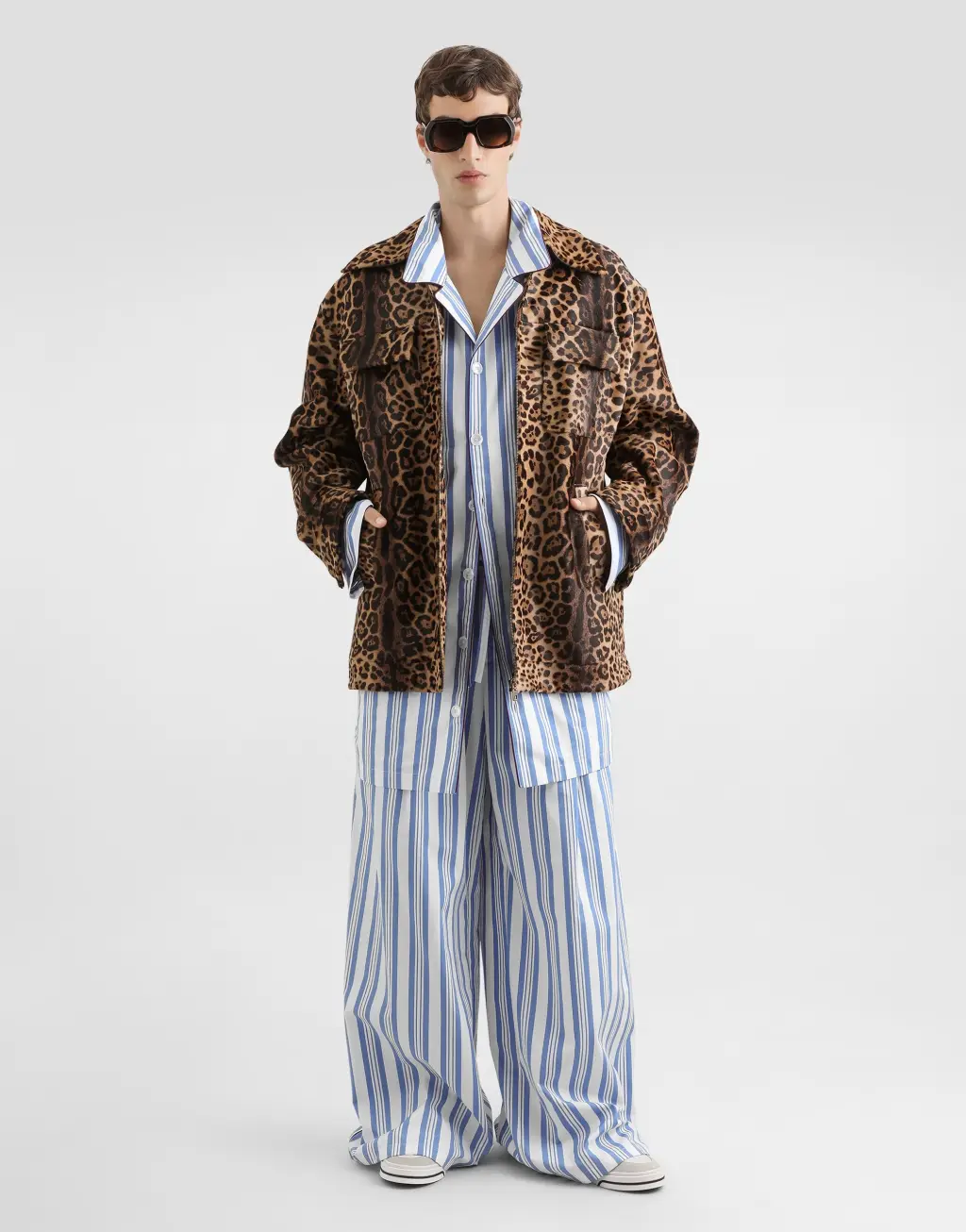 豹纹小马皮衬衫式夹克