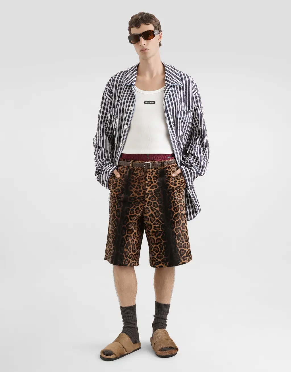 豹纹小牛皮长裤