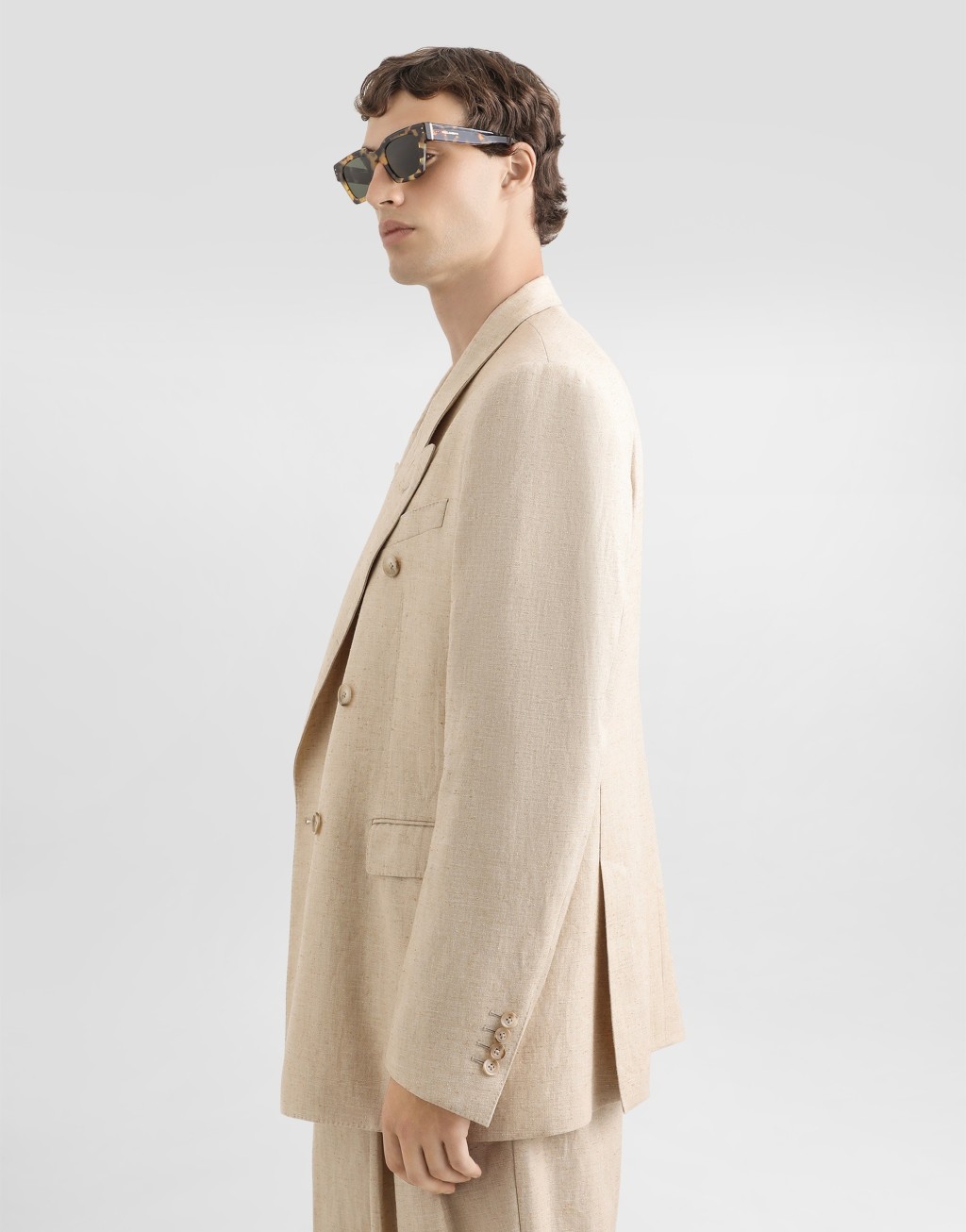 双排扣粗花呢效果真丝大麻夹克5