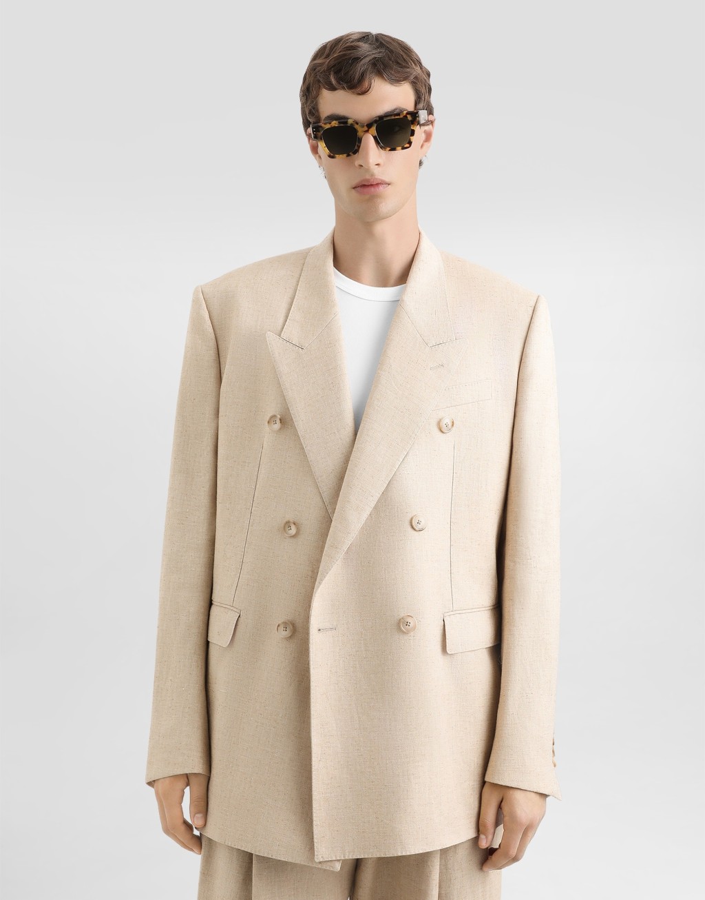 双排扣粗花呢效果真丝大麻夹克4