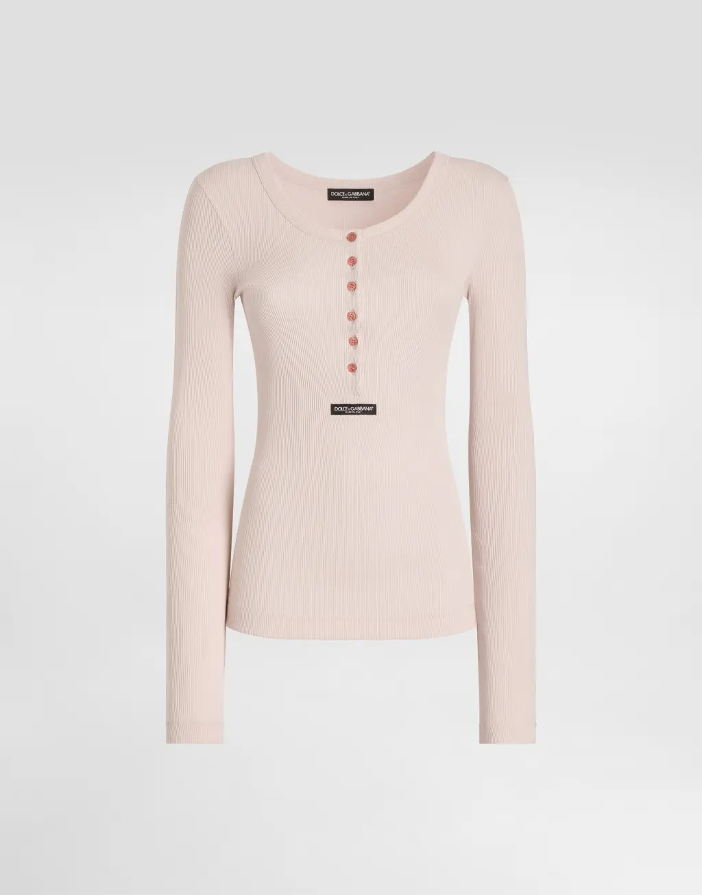 罗纹棉质亨利领 T 恤衫