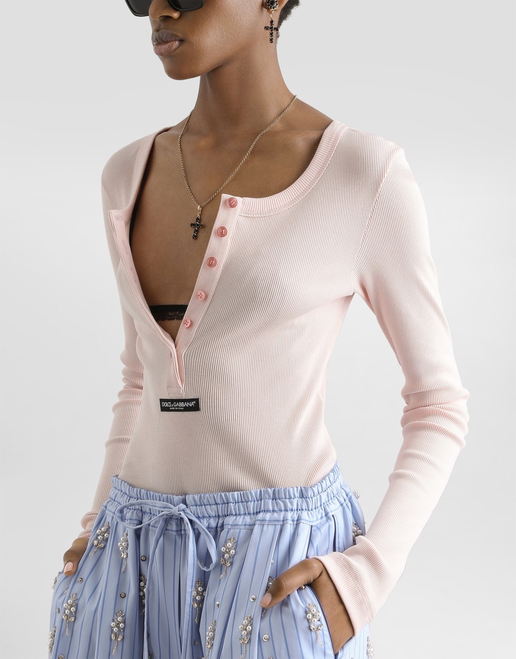 罗纹棉质亨利领 T 恤衫5