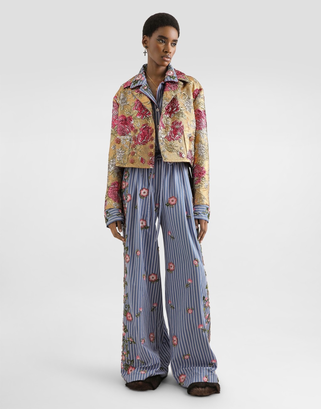 花卉提花双排扣夹克2