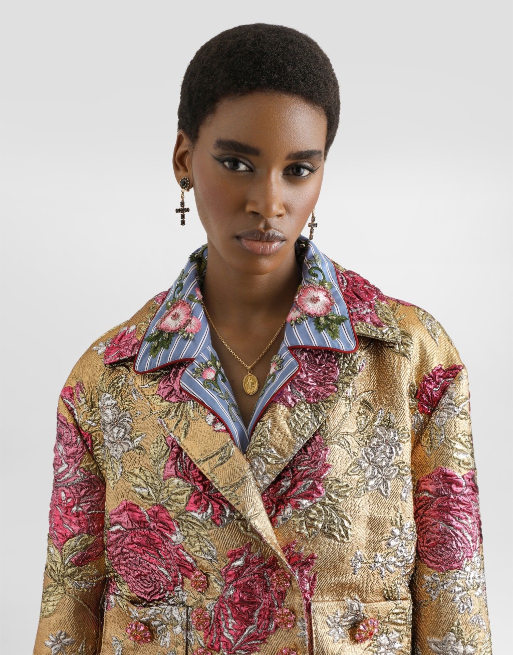 花卉提花双排扣夹克4