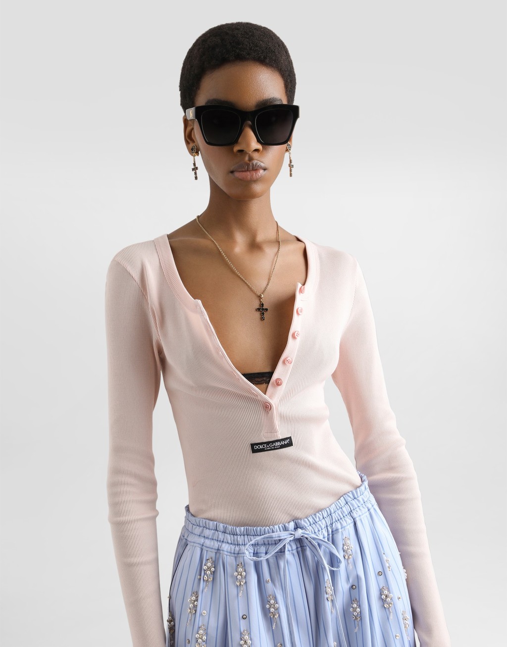 罗纹棉质亨利领 T 恤衫4