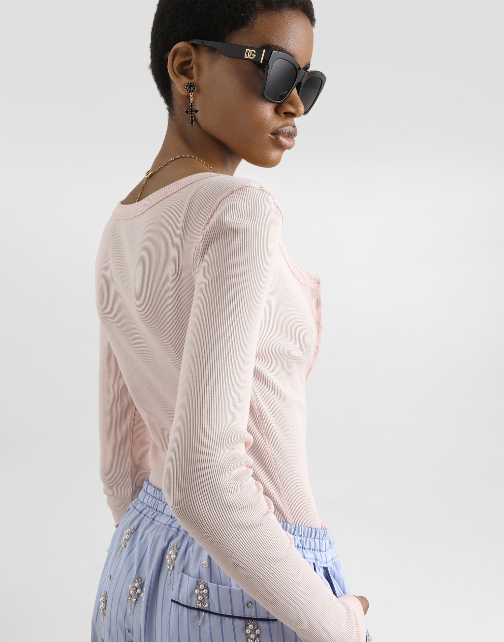 罗纹棉质亨利领 T 恤衫6