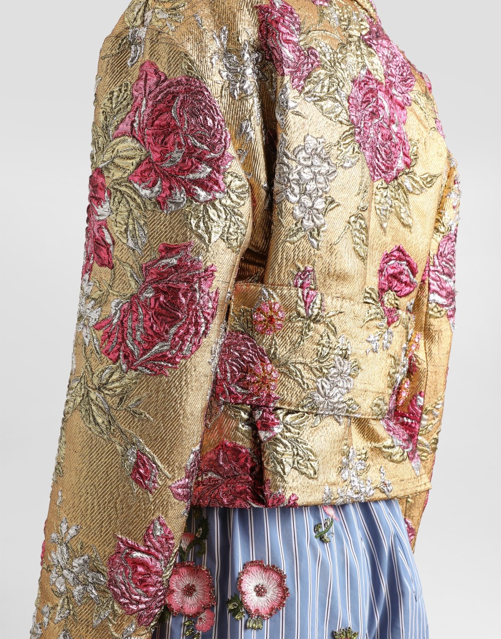 花卉提花双排扣夹克6