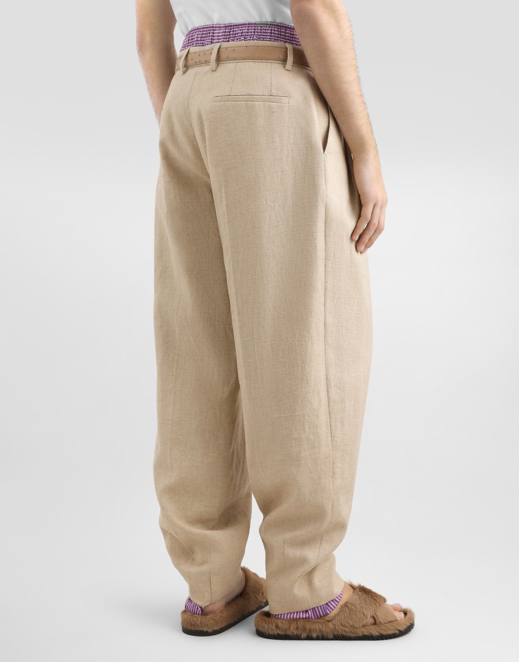 大麻纤维与真丝混纺粗花呢质感长裤6