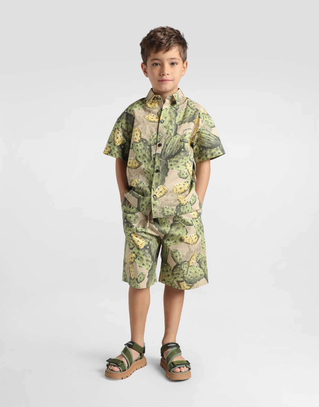 仙人掌印花府绸百慕大短裤2