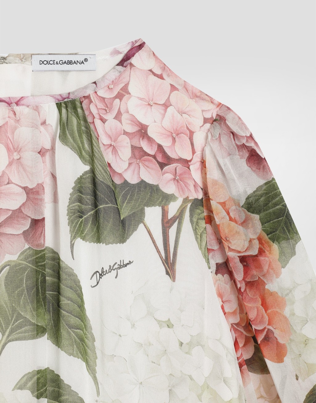 绣球花印花雪纺连衣裙5