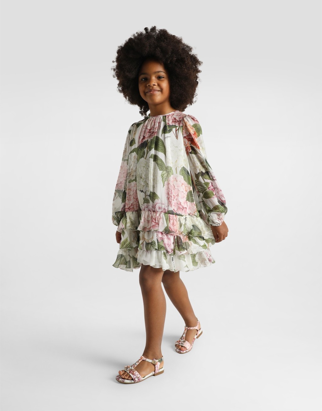 绣球花印花雪纺连衣裙7