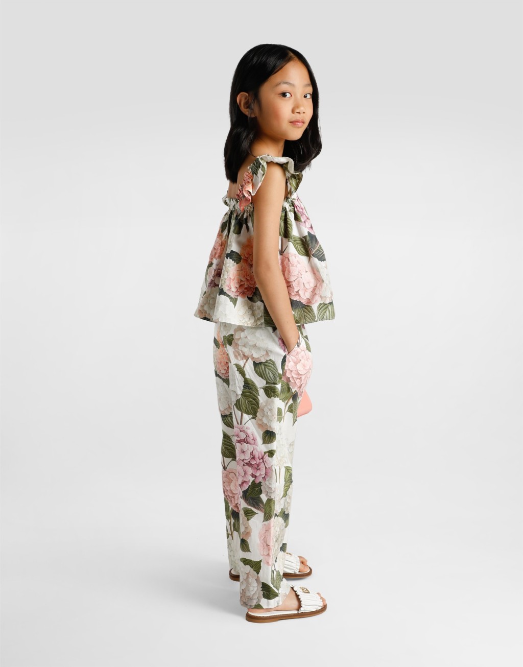 绣球花印花府绸长裤6