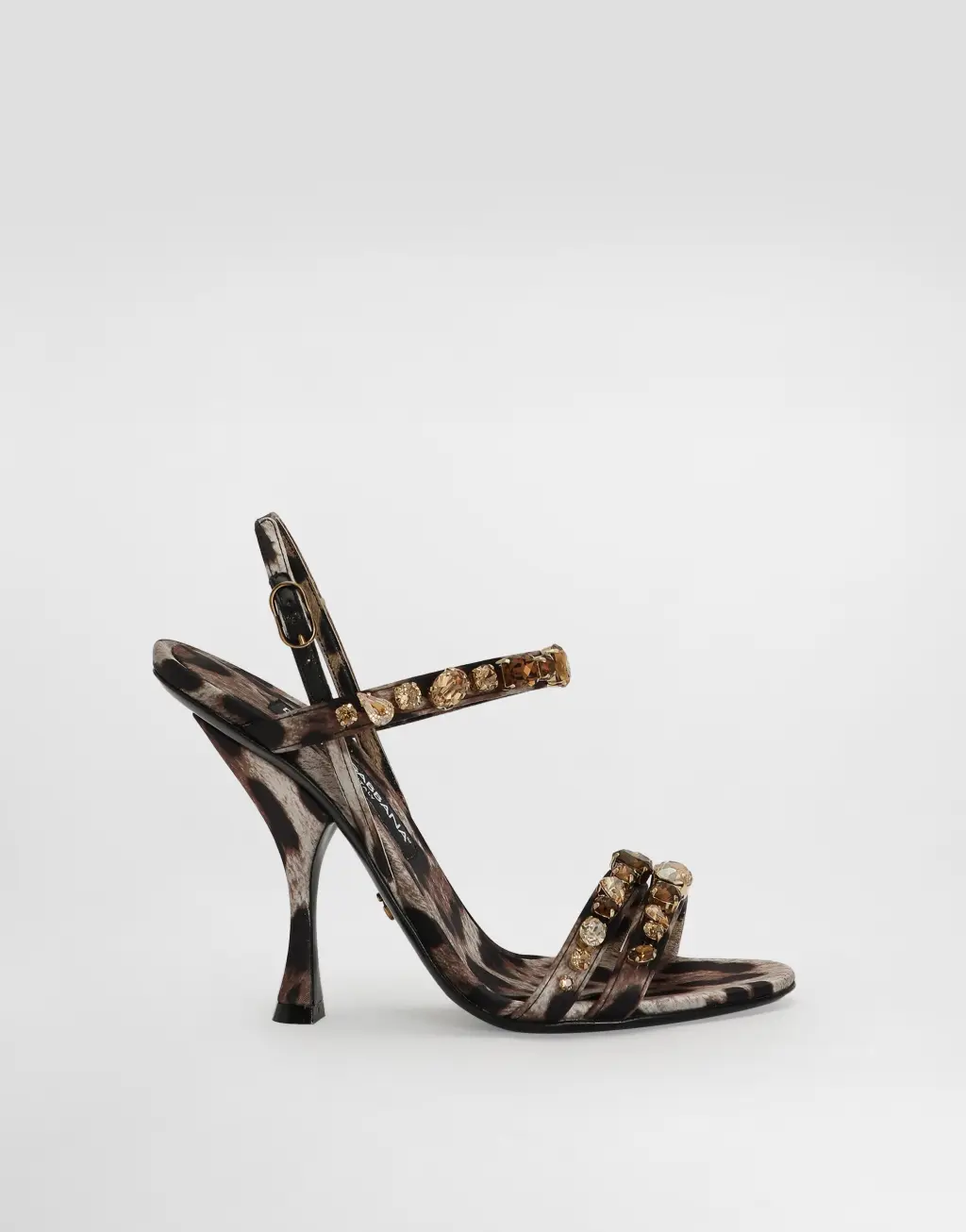 豹纹缎面装饰凉鞋