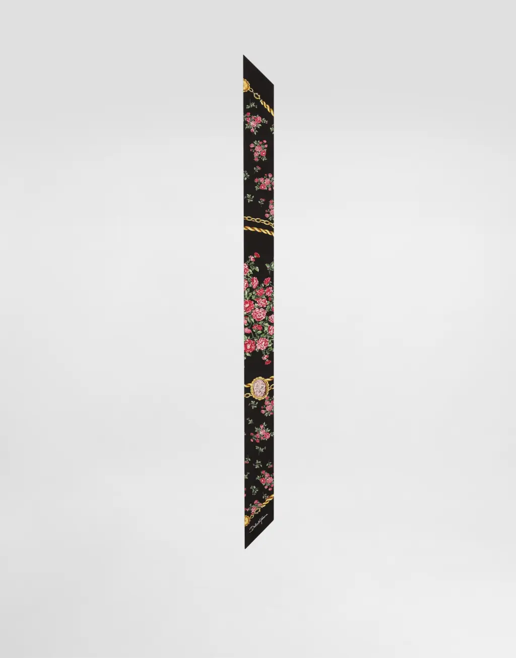 6X100 玫瑰印花真丝斜纹发带