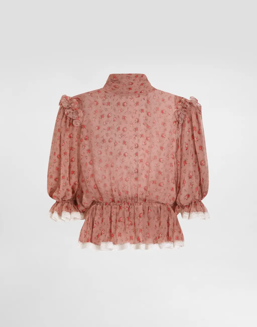 雪纺上衣 玫瑰小花印花