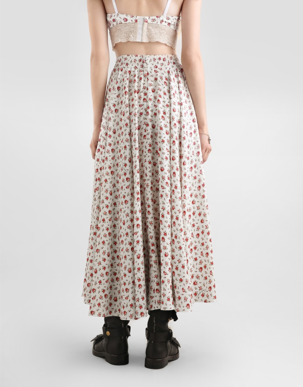 小玫瑰印花真丝缎面圆裙5