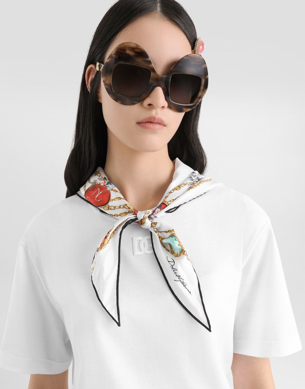 Jersey T恤 饰以围巾与DG刺绣4