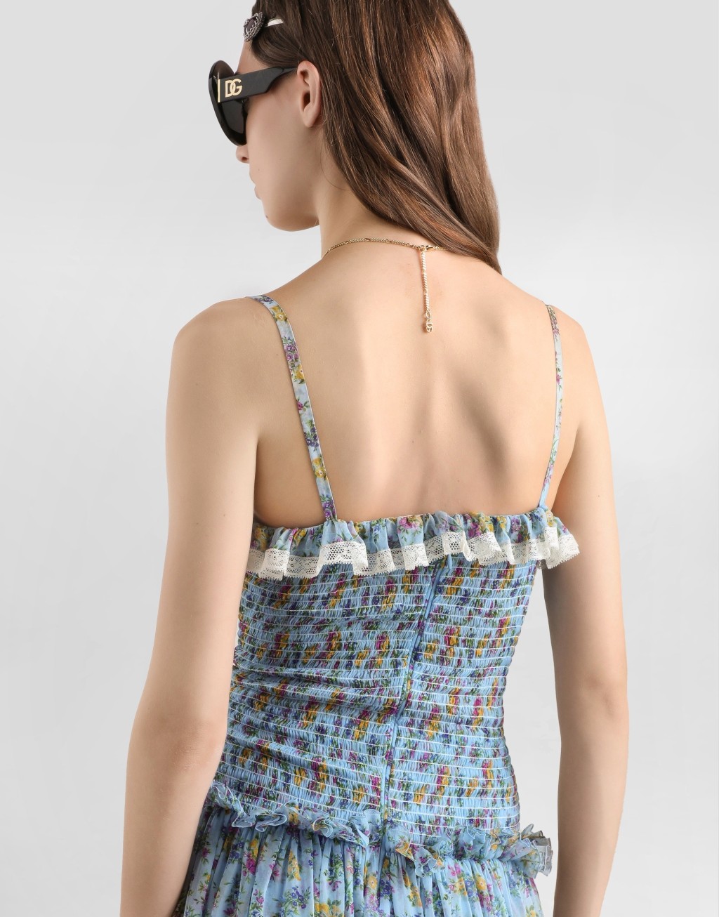 雪纺小碎花印花连衣裙5