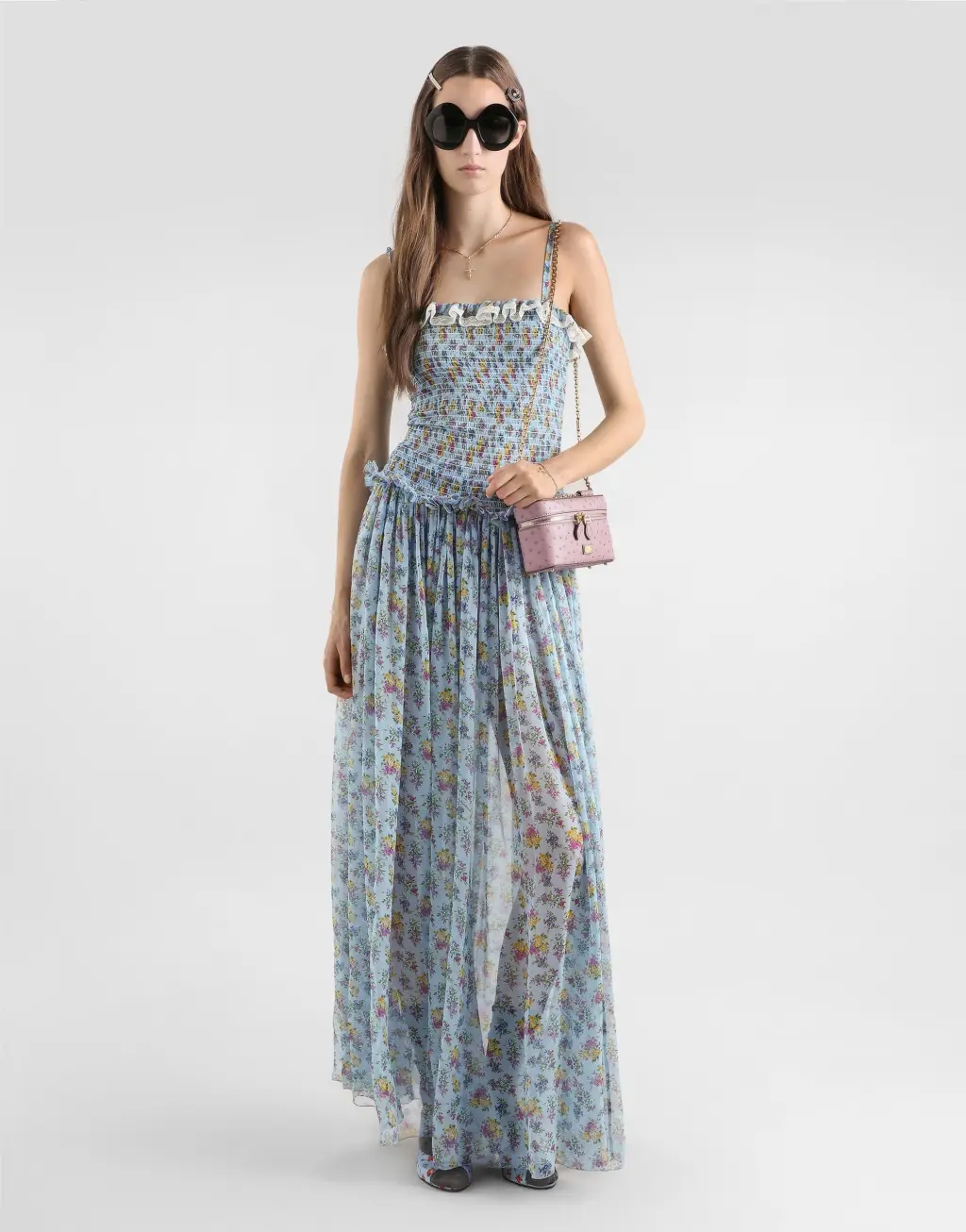 雪纺小碎花印花连衣裙