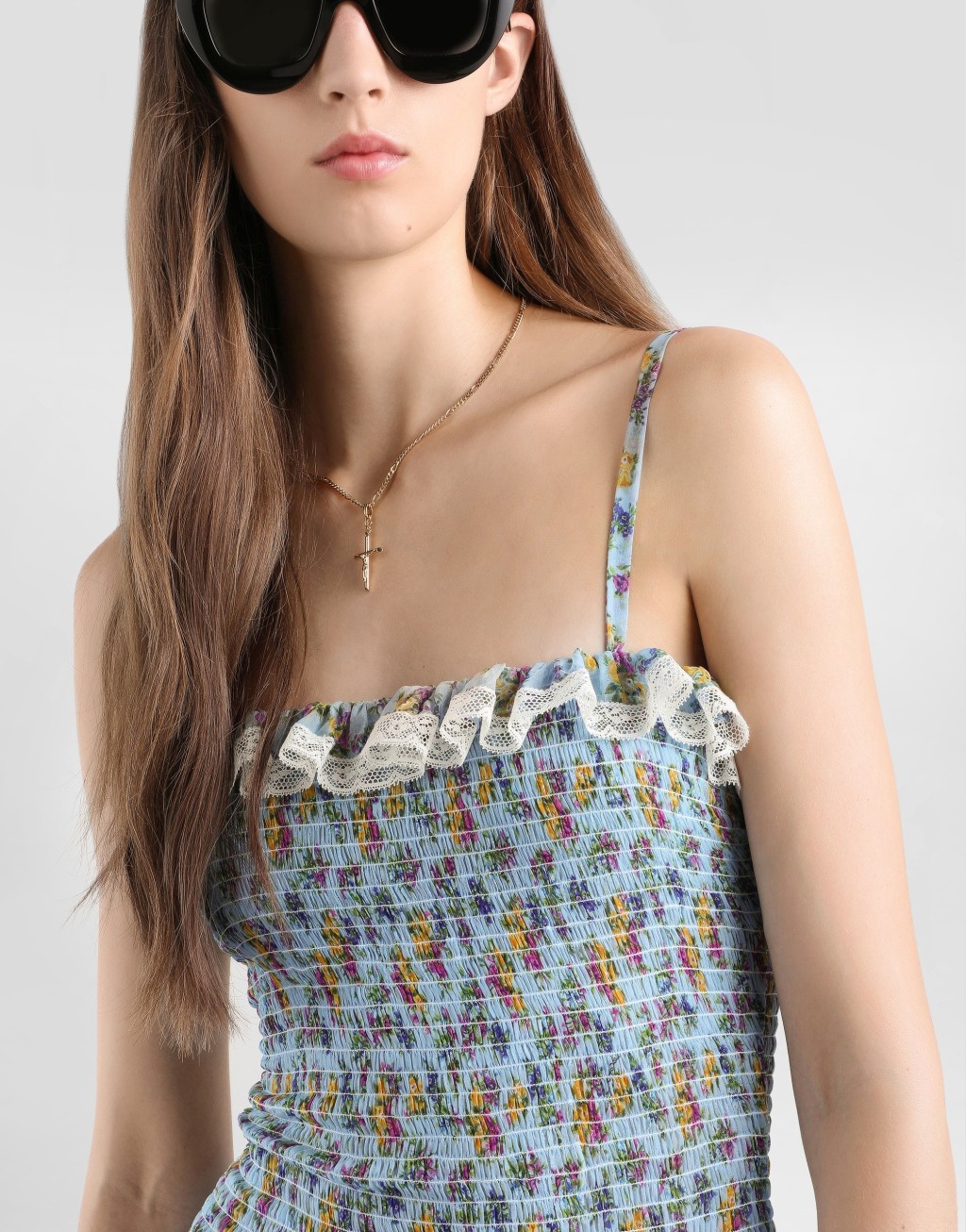 雪纺小碎花印花连衣裙4