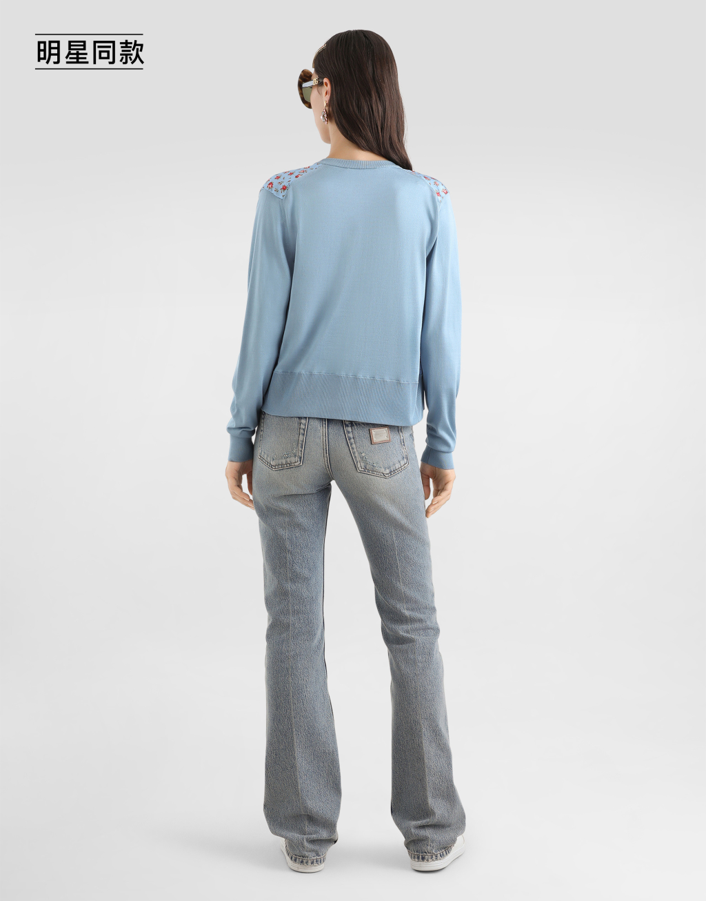 明星同款小玫瑰印花缎布开衫3