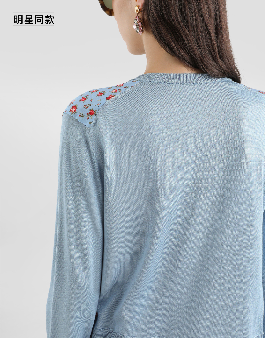 明星同款小玫瑰印花缎布开衫5