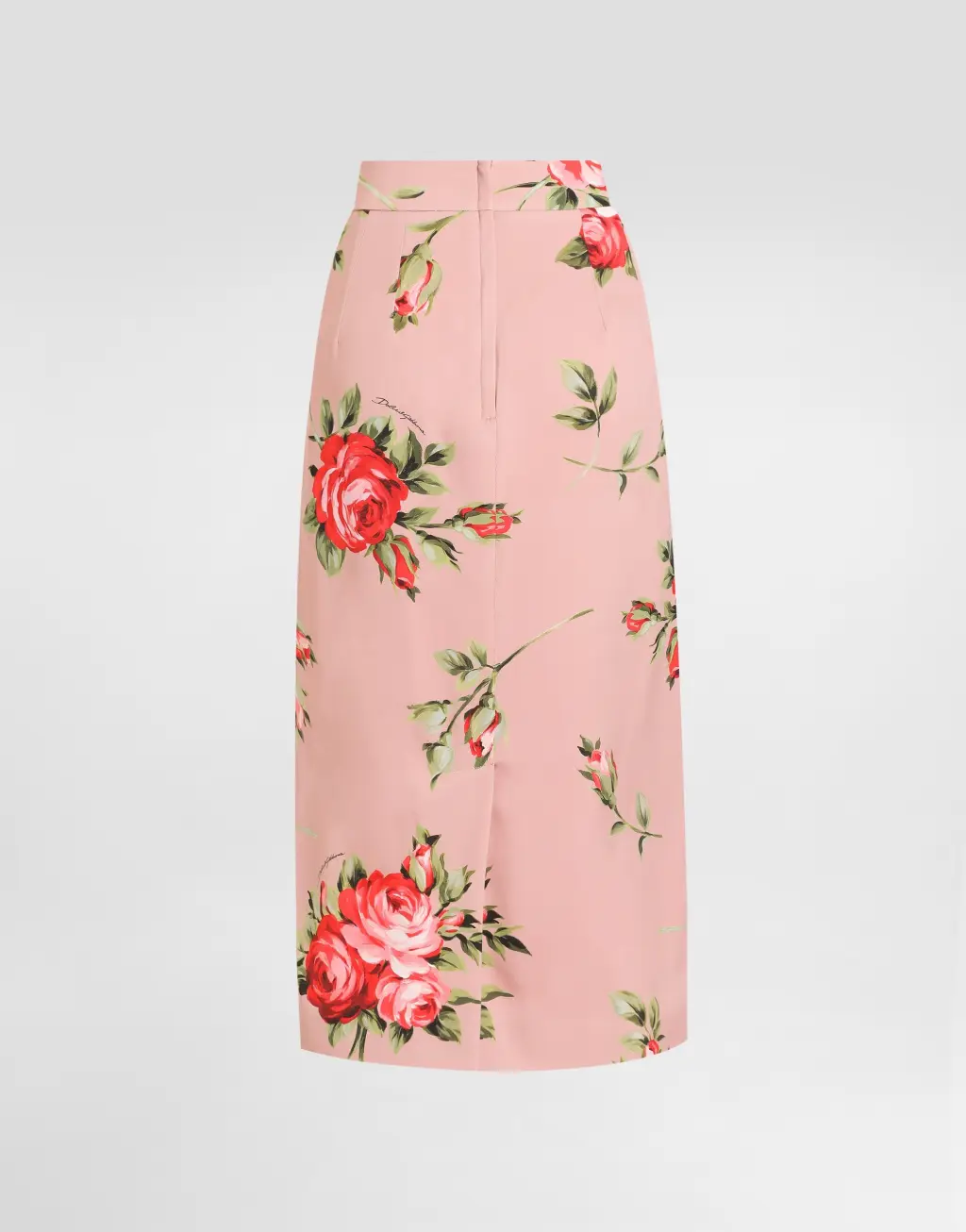 玫瑰花束印花直筒半身裙
