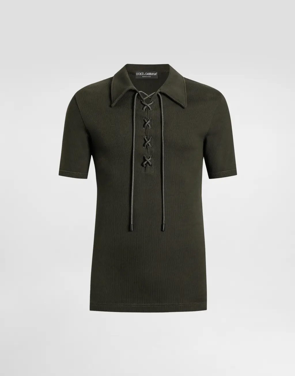 绑带双面布平纹针织短袖 Polo 衫