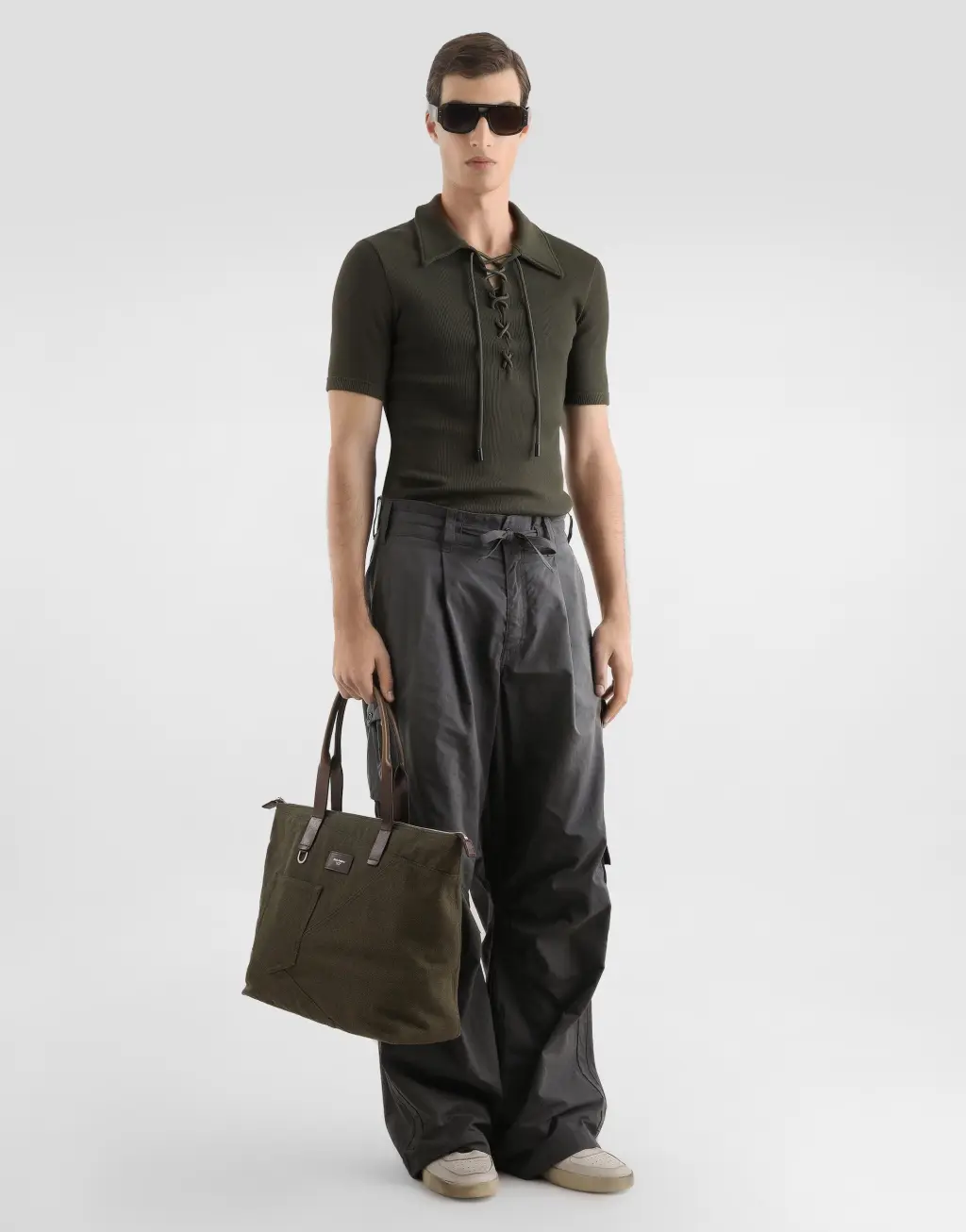 绑带双面布平纹针织短袖 Polo 衫