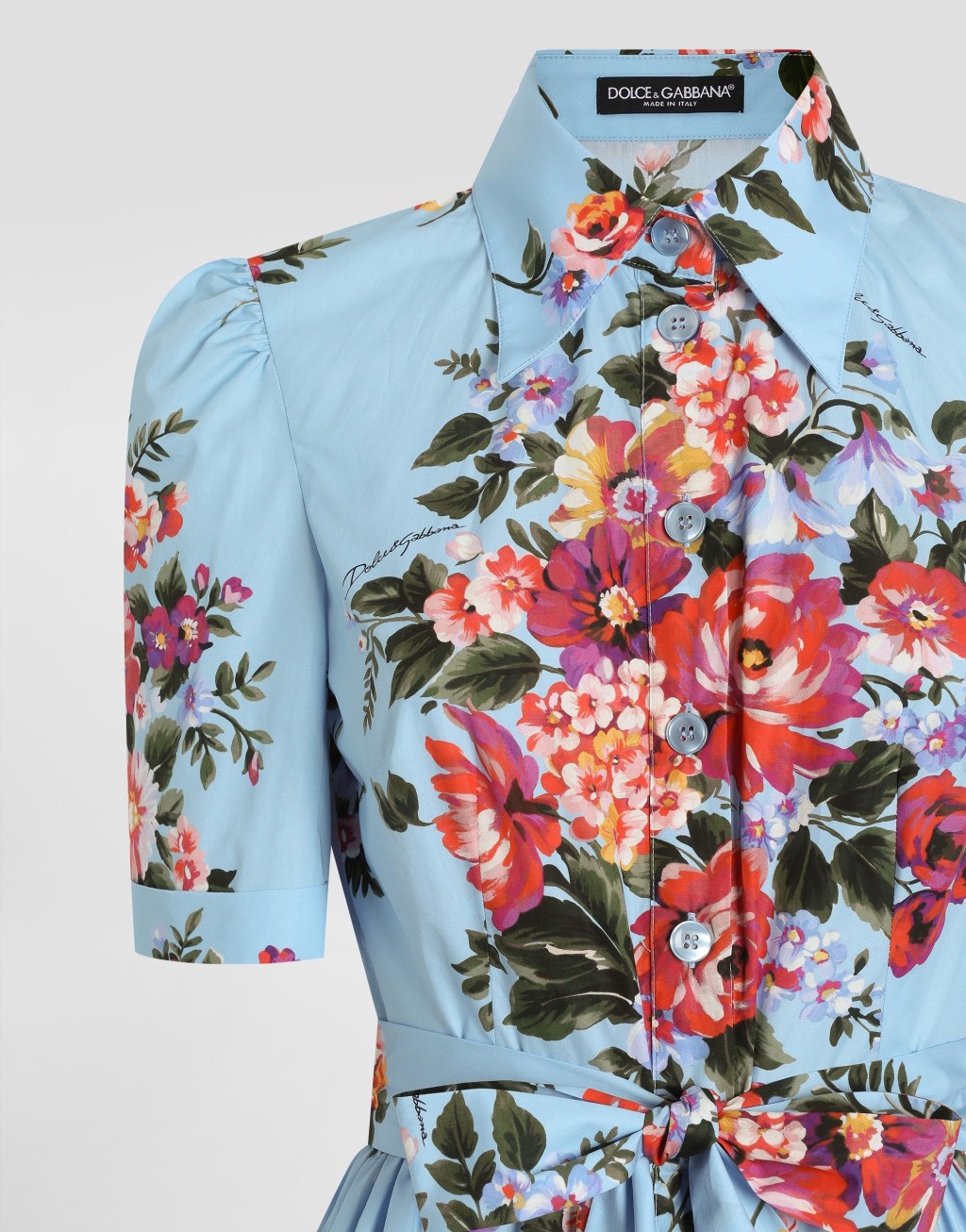 花束印花府绸衬衫式连衣裙3