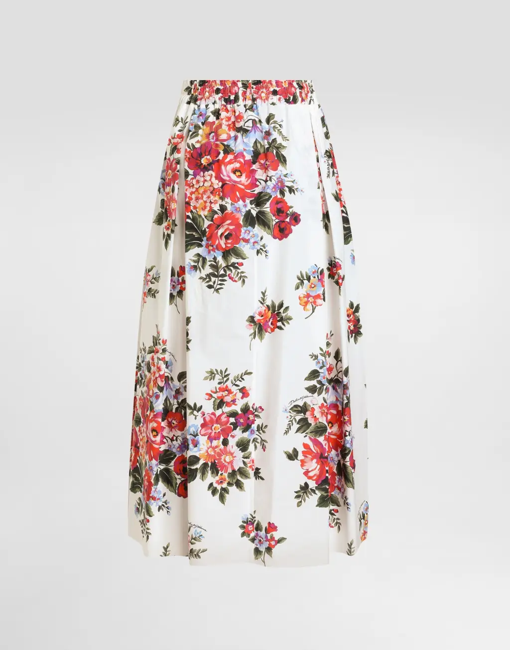 花束印花褶裥半身裙