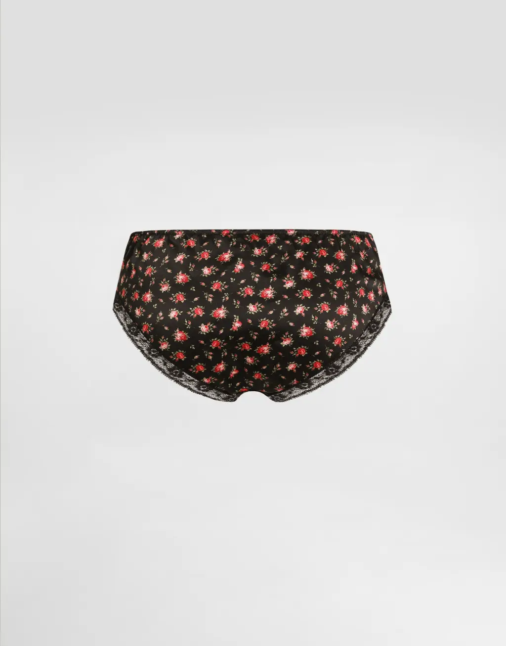 蔷薇印花缎布与蕾丝三角裤