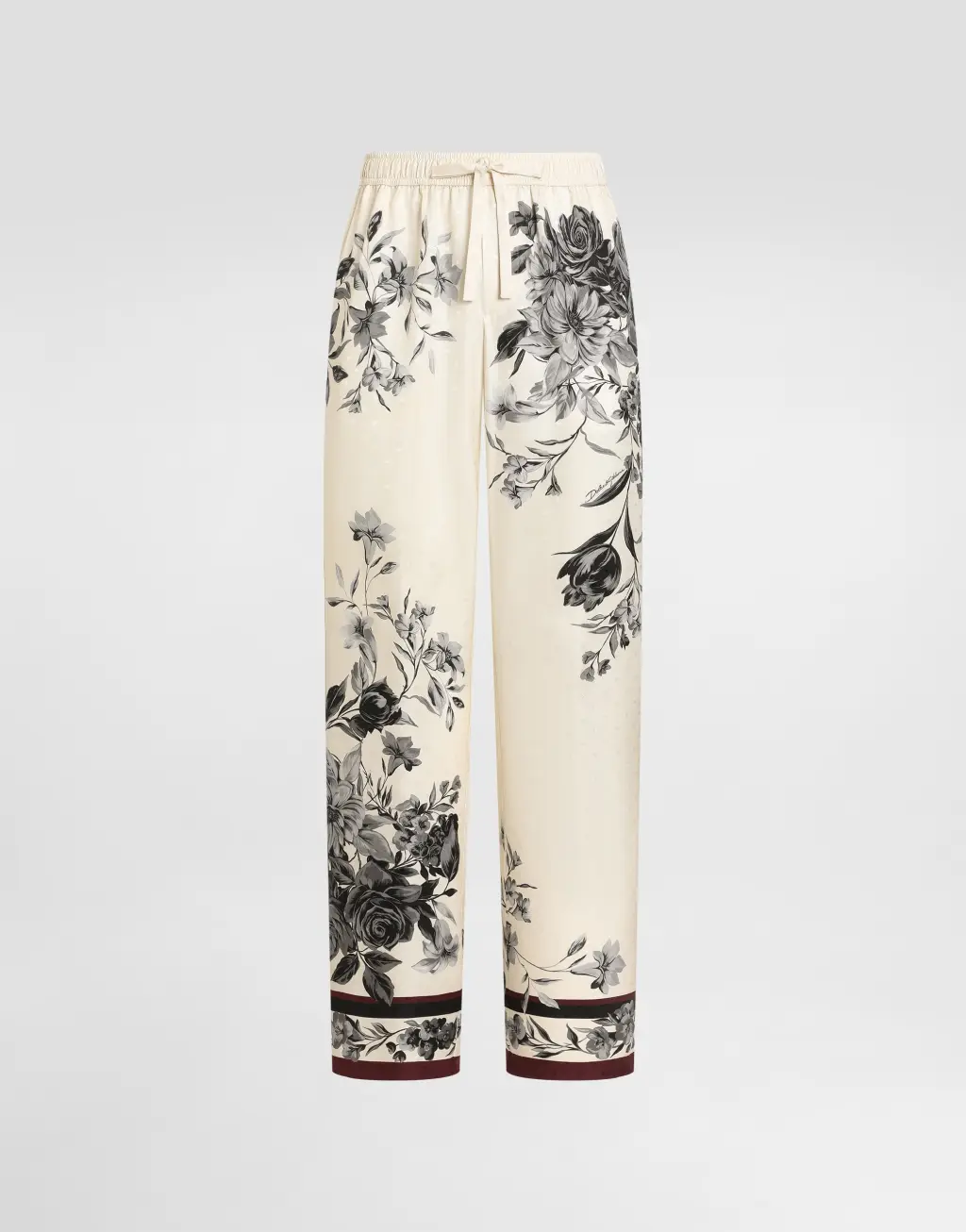 花束印花真丝斜纹 Vanity 长裤