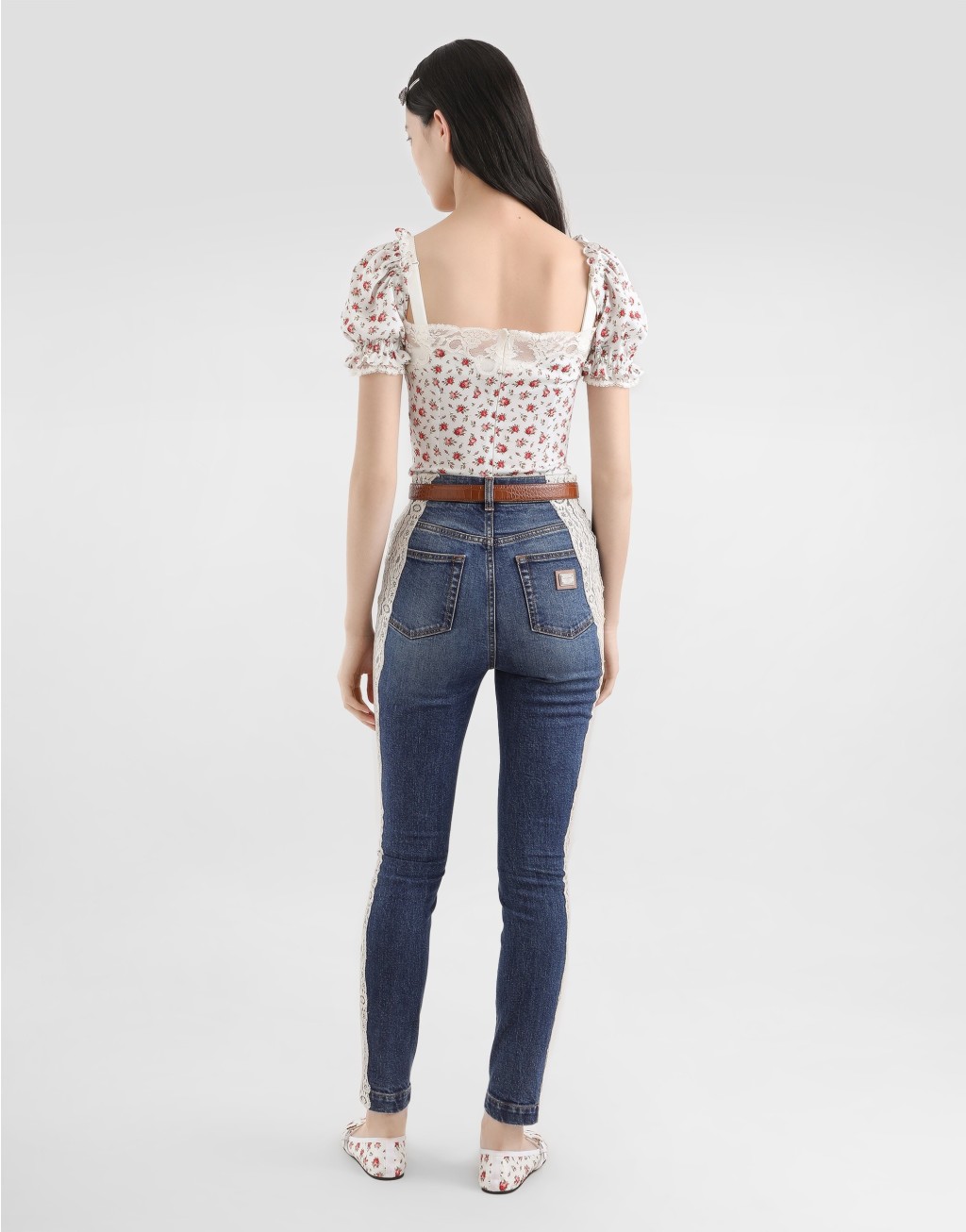 玫瑰小花印花真丝缎上衣3