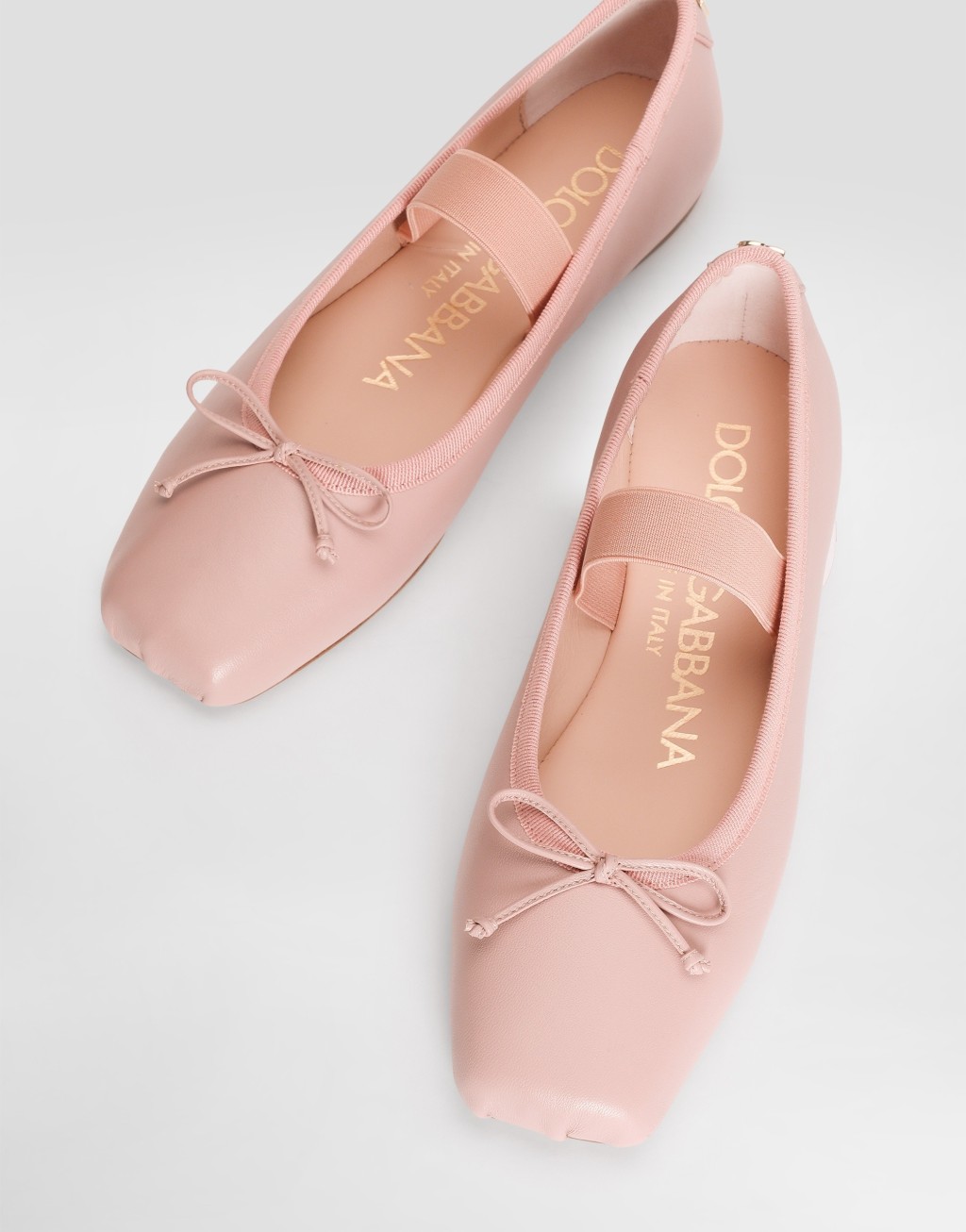 罗纹缎带细节纳帕皮革芭蕾平底鞋4