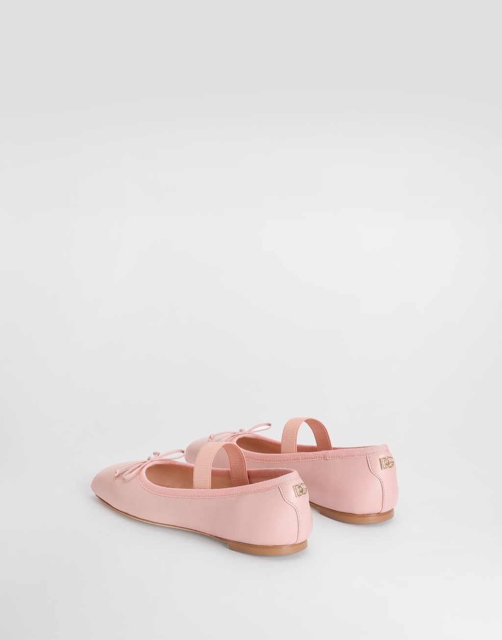 罗纹缎带细节纳帕皮革芭蕾平底鞋3