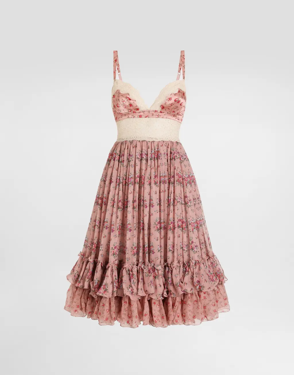 【雪纺裙】小花束印花雪纺吊带连衣裙