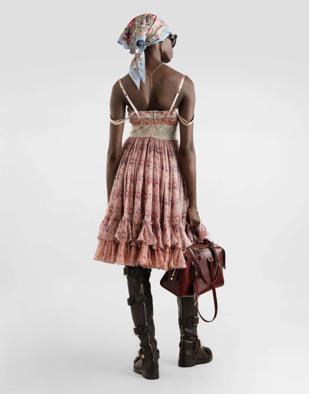 小花束印花雪纺连衣裙3