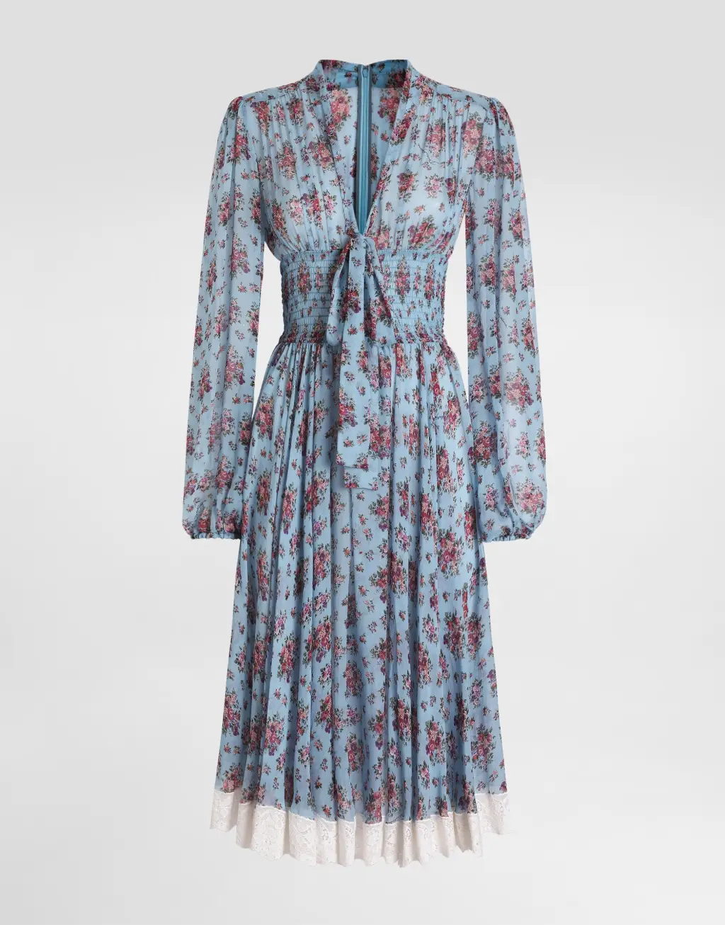 【雪纺裙】小花束印花雪纺长袖连衣裙